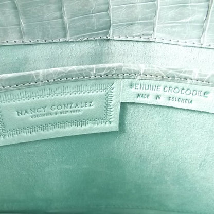 Nancy Gonzalez Crocodile Flap Clutch Seafoam 6 of 8