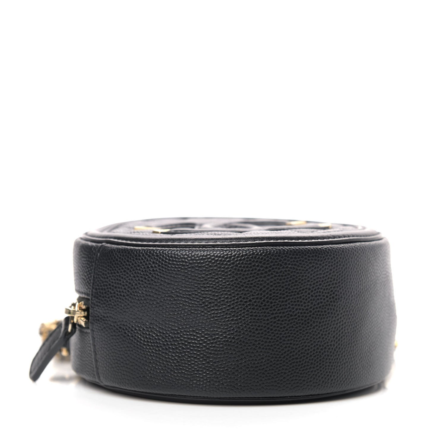 Caviar Quilted Round Filigree Crossbody Black