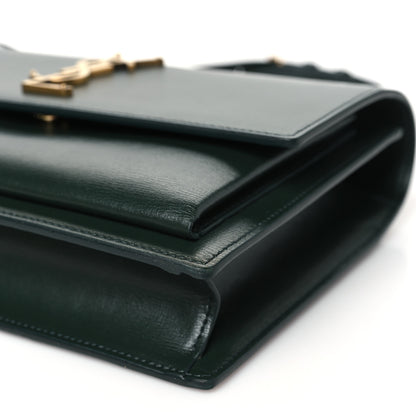 Saint Laurent Smooth Calfskin Medium Monogram Sunset Satchel Dark Green 10 of 10