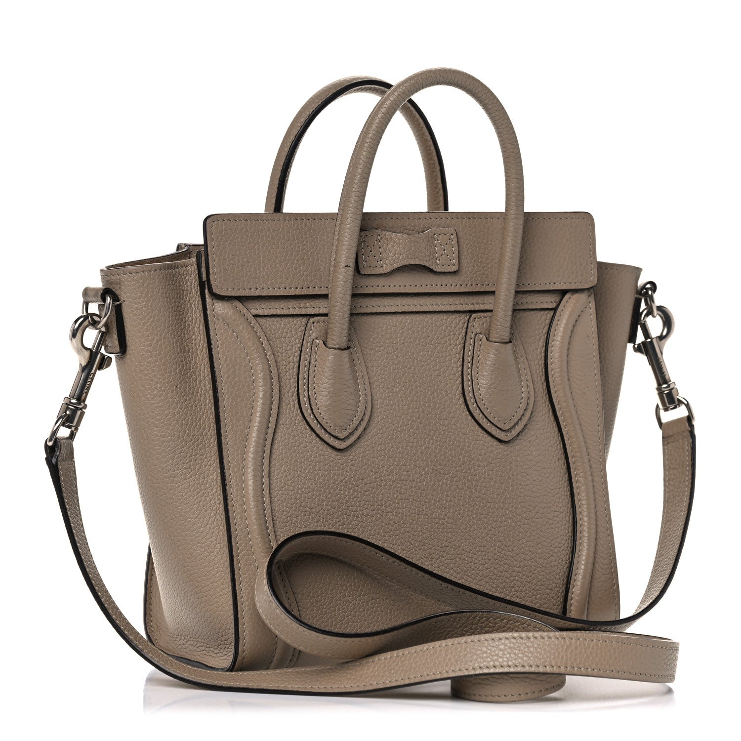 Celine Drummed Calfskin Nano Luggage Dune 3 of 19
