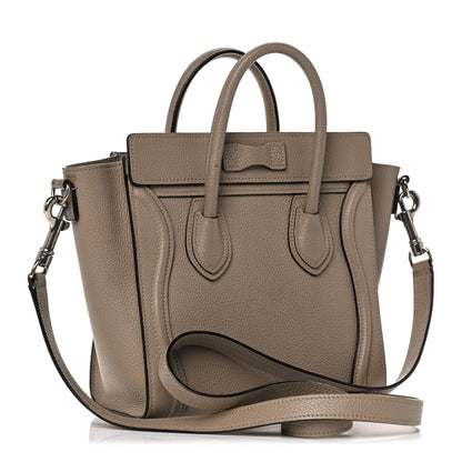 Celine Drummed Calfskin Nano Luggage Dune 3 of 19