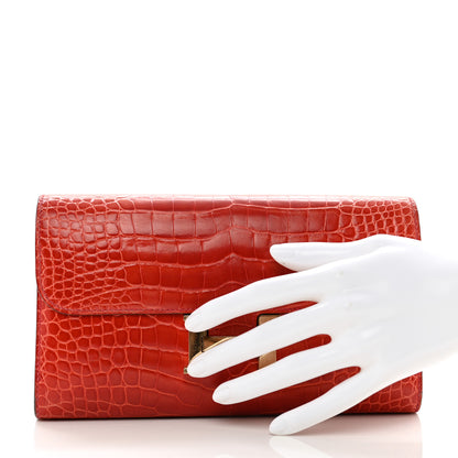 Hermes Shiny Alligator Constance Long Wallet Geranium 2 of 8