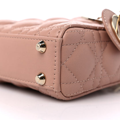 Christian Dior Lambskin Cannage Micro Lady Dior Rose Des Vents 9 of 11