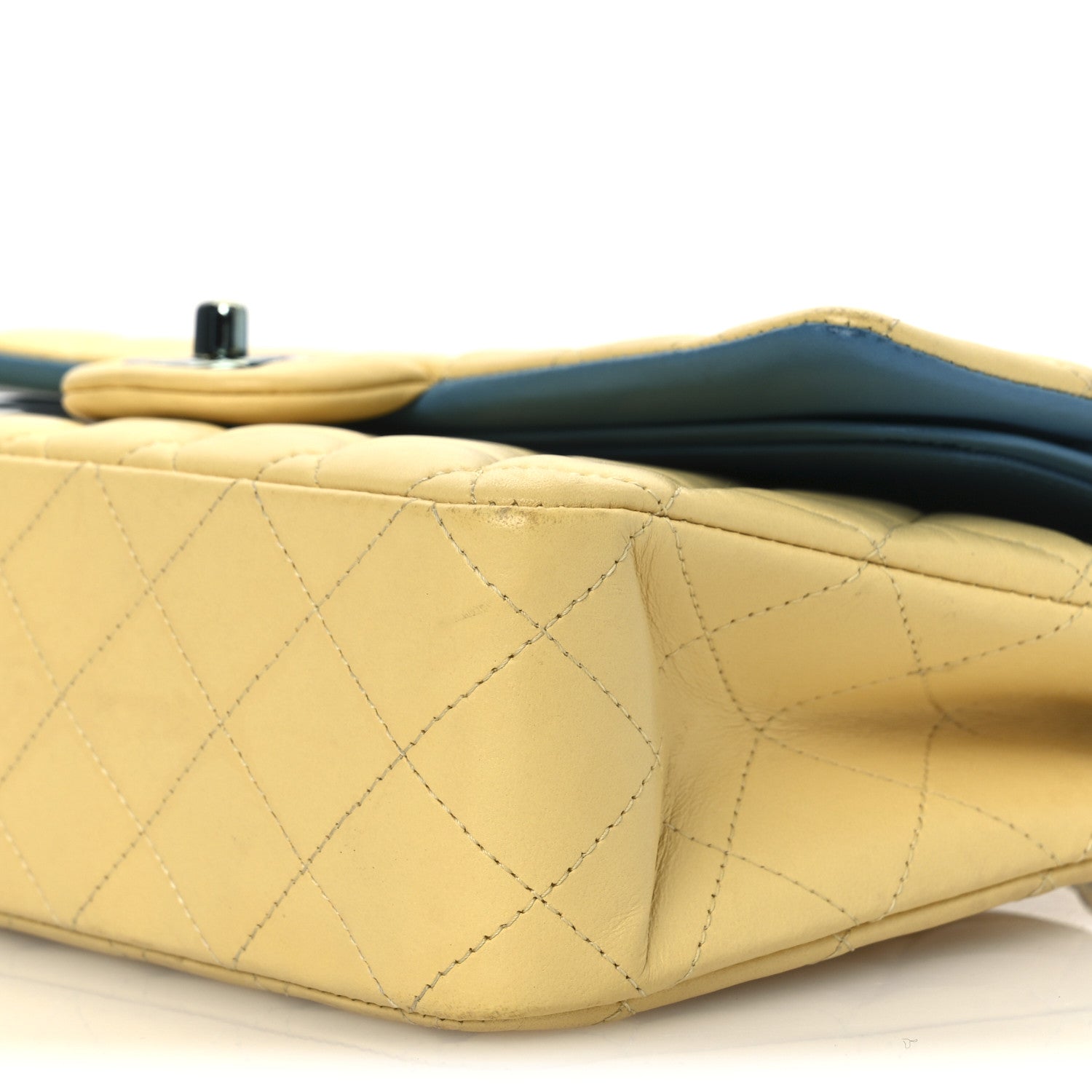 Chanel Lambskin Quilted Medium Double Flap Yellow Blue 10 of 13