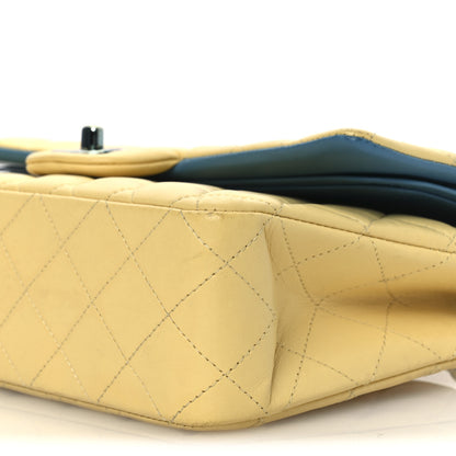 Chanel Lambskin Quilted Medium Double Flap Yellow Blue 10 of 13