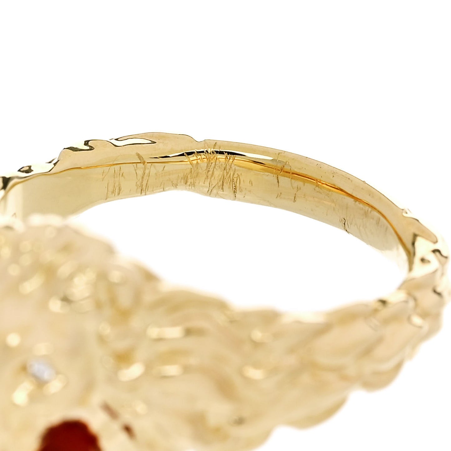 18K Yellow Gold Diamond Fire Opal Lion Head Ring 54 6.75