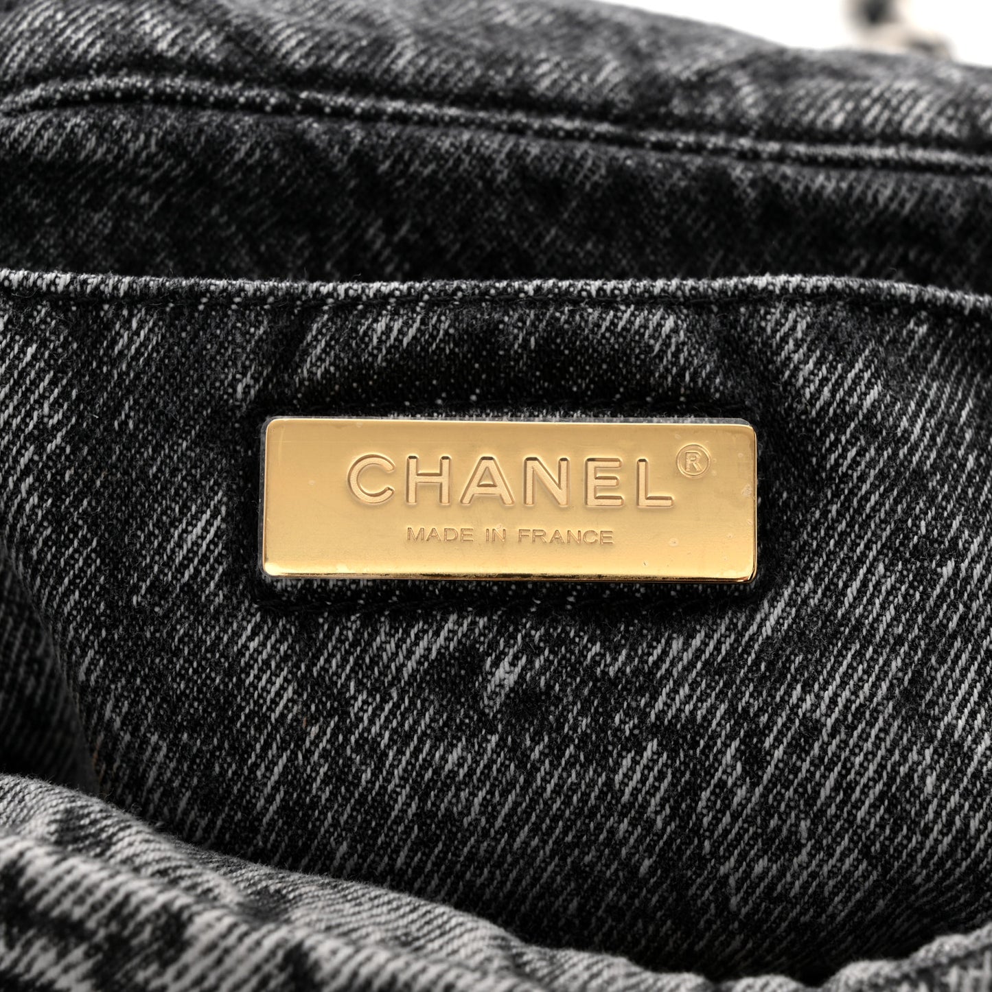 Washed Denim Quilted Medium Chanel 19 Flap Black White