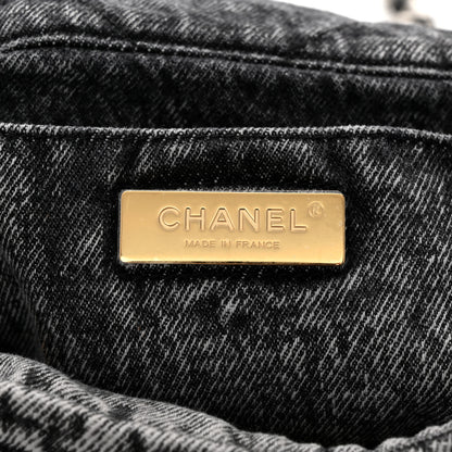 Chanel Washed Denim Quilted Medium Chanel 19 Flap Black White 6 of 11