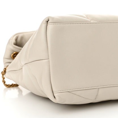 Saint Laurent Lambskin Quilted Medium Loulou Puffer Monogram Chain Satchel Blanc Vintage 9 of 12