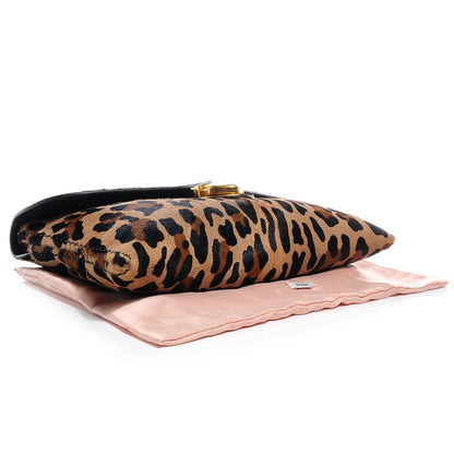 Prada Calf Hair Leopard Print Pushlock Envelope Clutch Miele 4 of 9