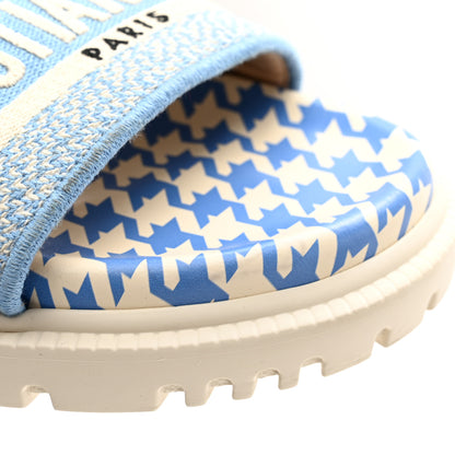 Christian Dior Micro PDP Cotton Houndstooth Embroidered Dway 10mm Slide Sandals 38.5 Cornflower 9 of 11