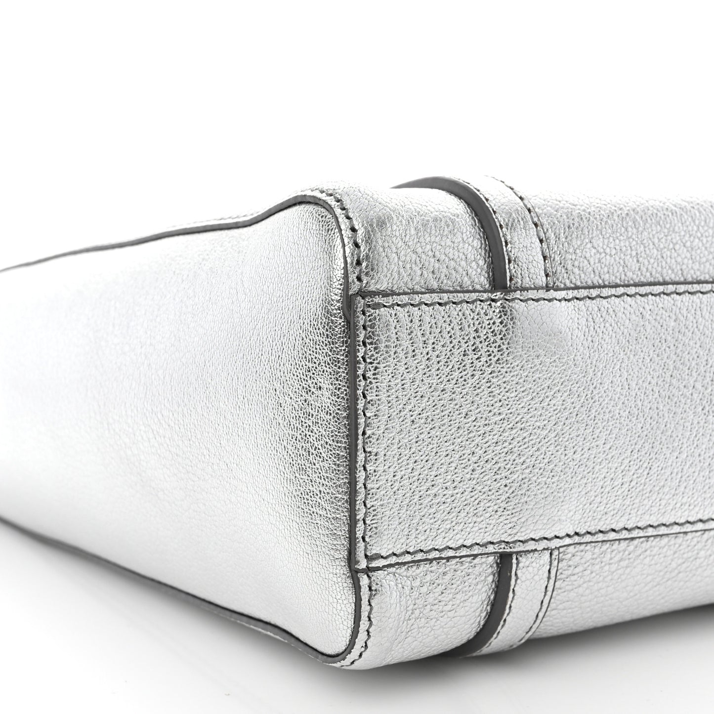 Metallic Goatskin Logo XXS Everyday Tote Argent Black