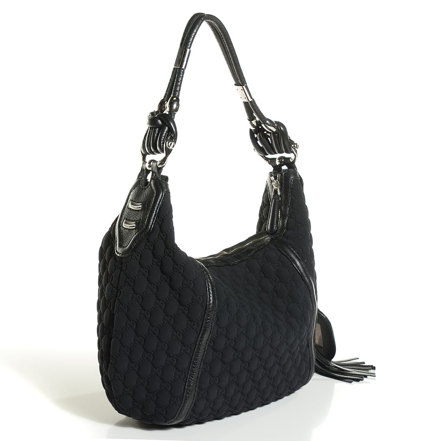 Guccissima Neoprene Medium Techno Horsebit Hobo Black