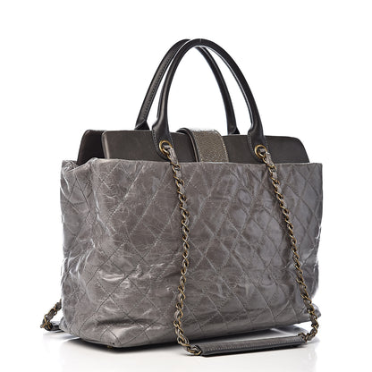 Chanel Glazed Calfskin Stingray Large Bindi CC Tote Grey 3 of 12
