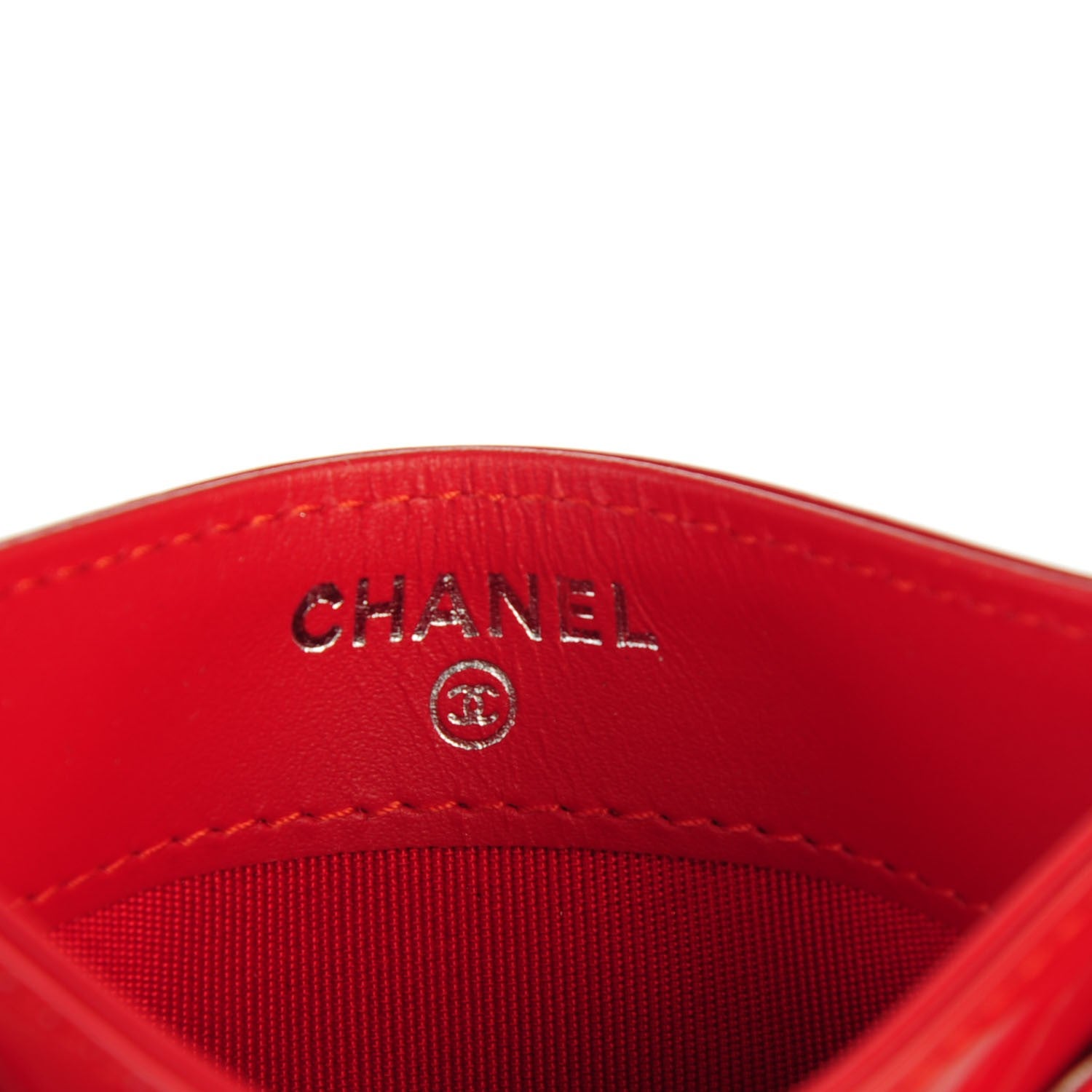 Chanel Patent Quilted Chevron Card Holder Red 5 of 8