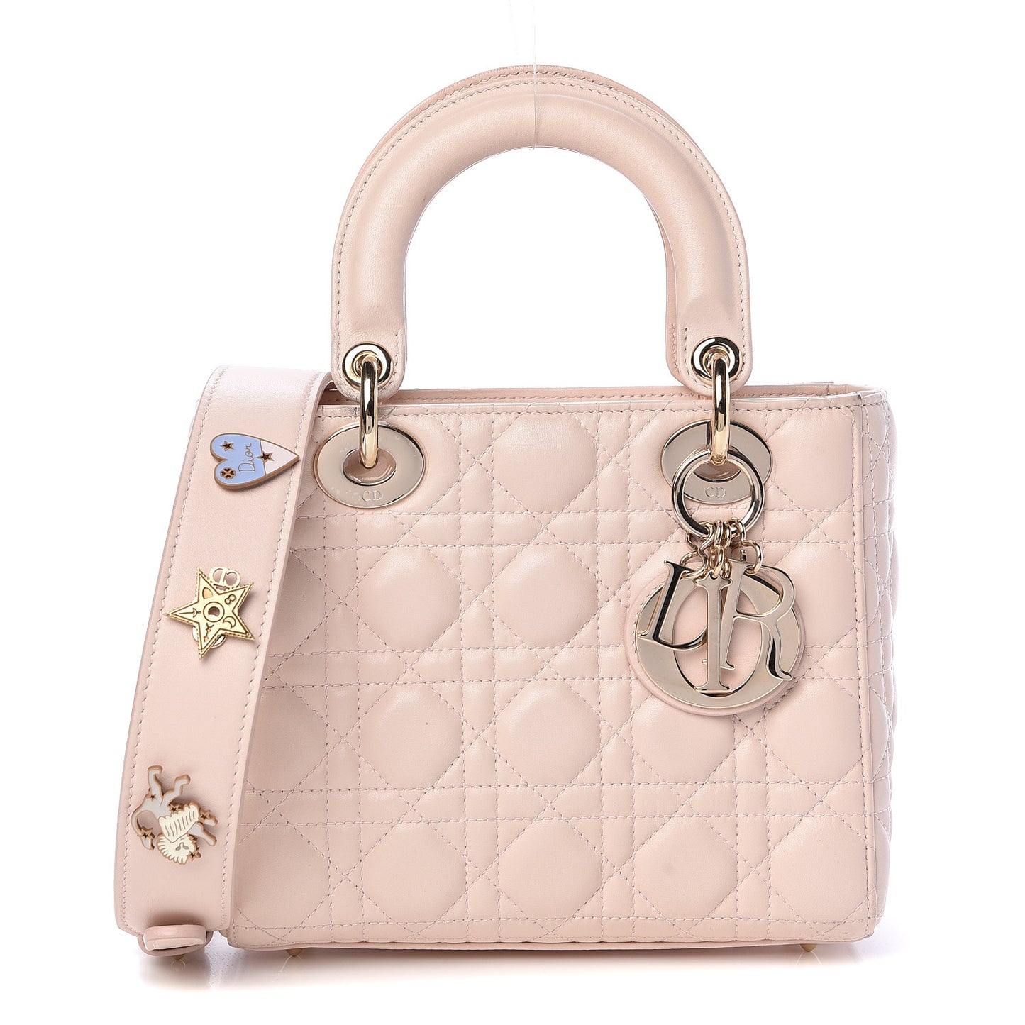 Lambskin Cannage Small Lucky Badges My Lady Dior Pink