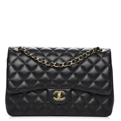 Chanel Lambskin Quilted Jumbo Double Flap Black 1 of 8