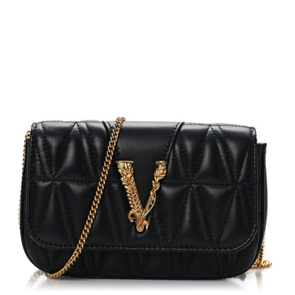 Versace Nappa Quilted Virtus Evening Bag Black 1 of 8