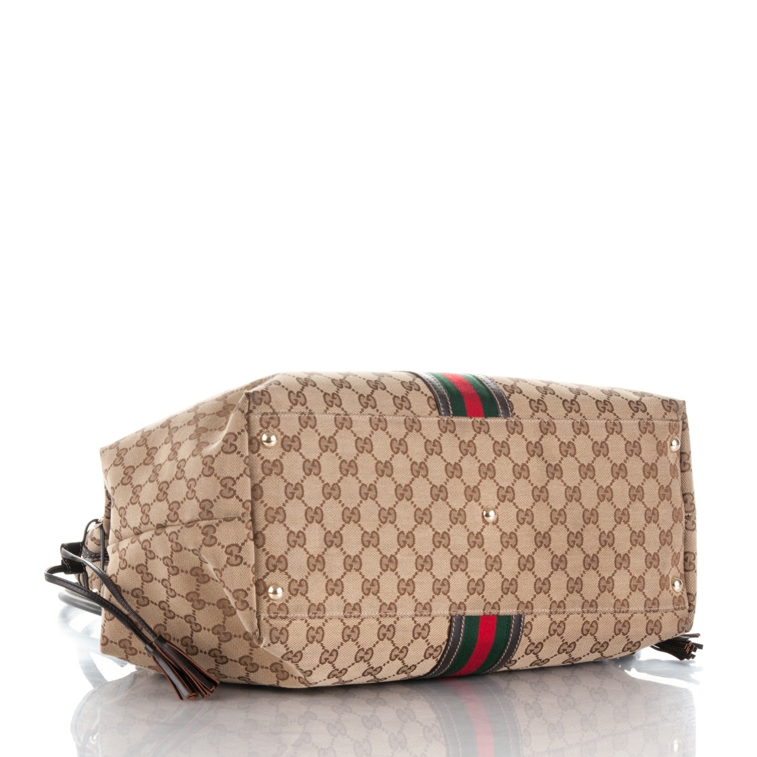 Gucci Monogram Vintage Web Large Tassel Tote Brown 4 of 9