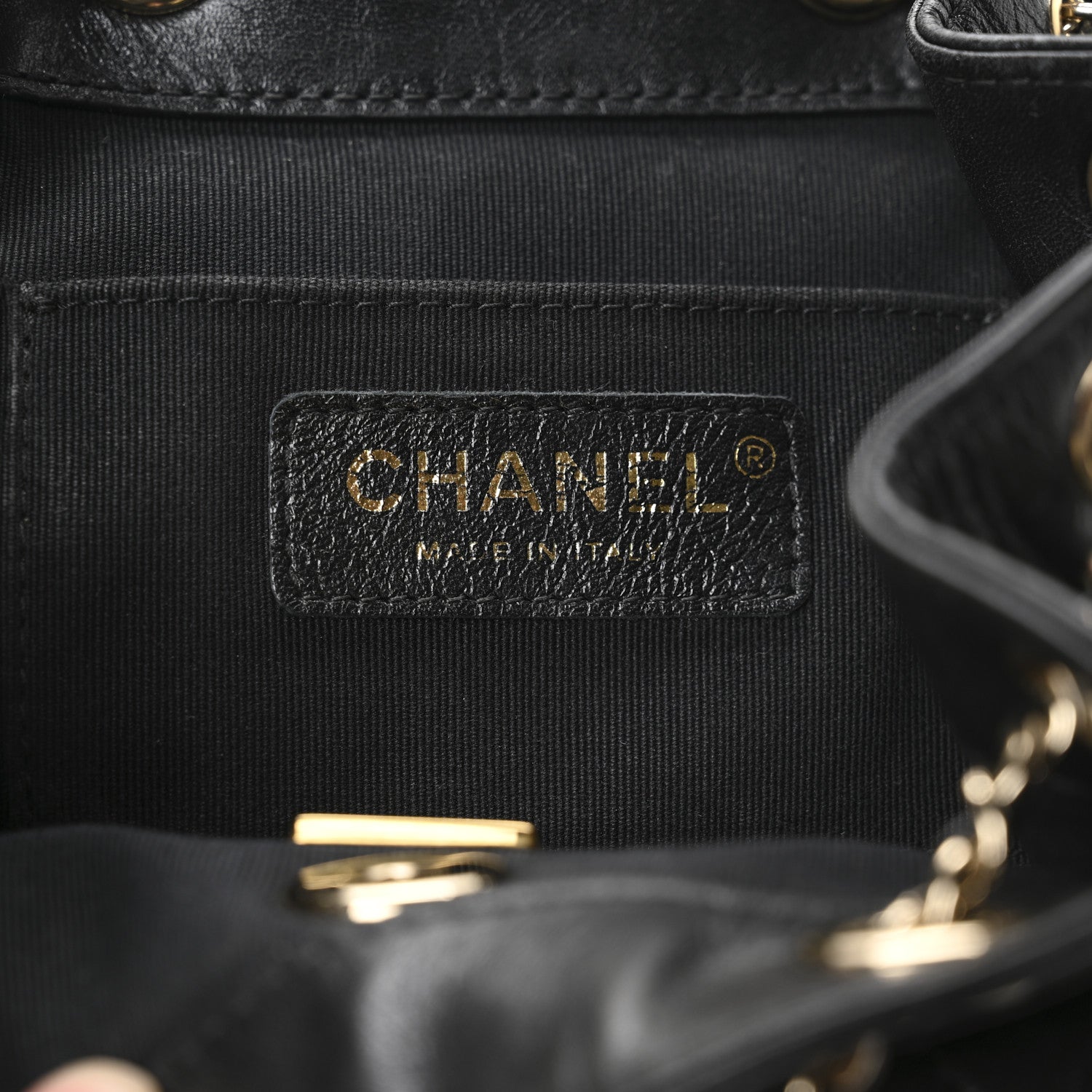 Chanel Glazed Aged Calfskin Quilted Small Duma Drawstring Backpack Black 6 of 11