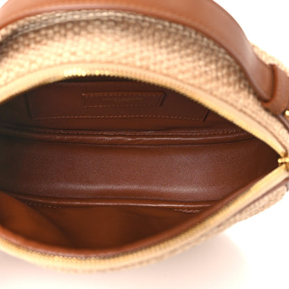 Saint Laurent Raffia Calfskin Round Camera Bag Golden Ecru Brick 5 of 8