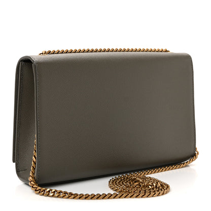 Saint Laurent Grain De Poudre Medium Classic Monogram Kate Satchel Earth Grey 3 of 8