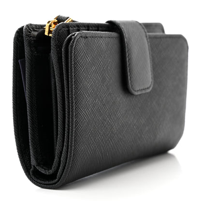 Prada Saffiano Metal Compact Wallet Black 3 of 7