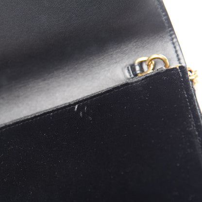Saint Laurent Velvet Embroidered Bamboo Monogram Kate Chain Wallet Black 9 of 16