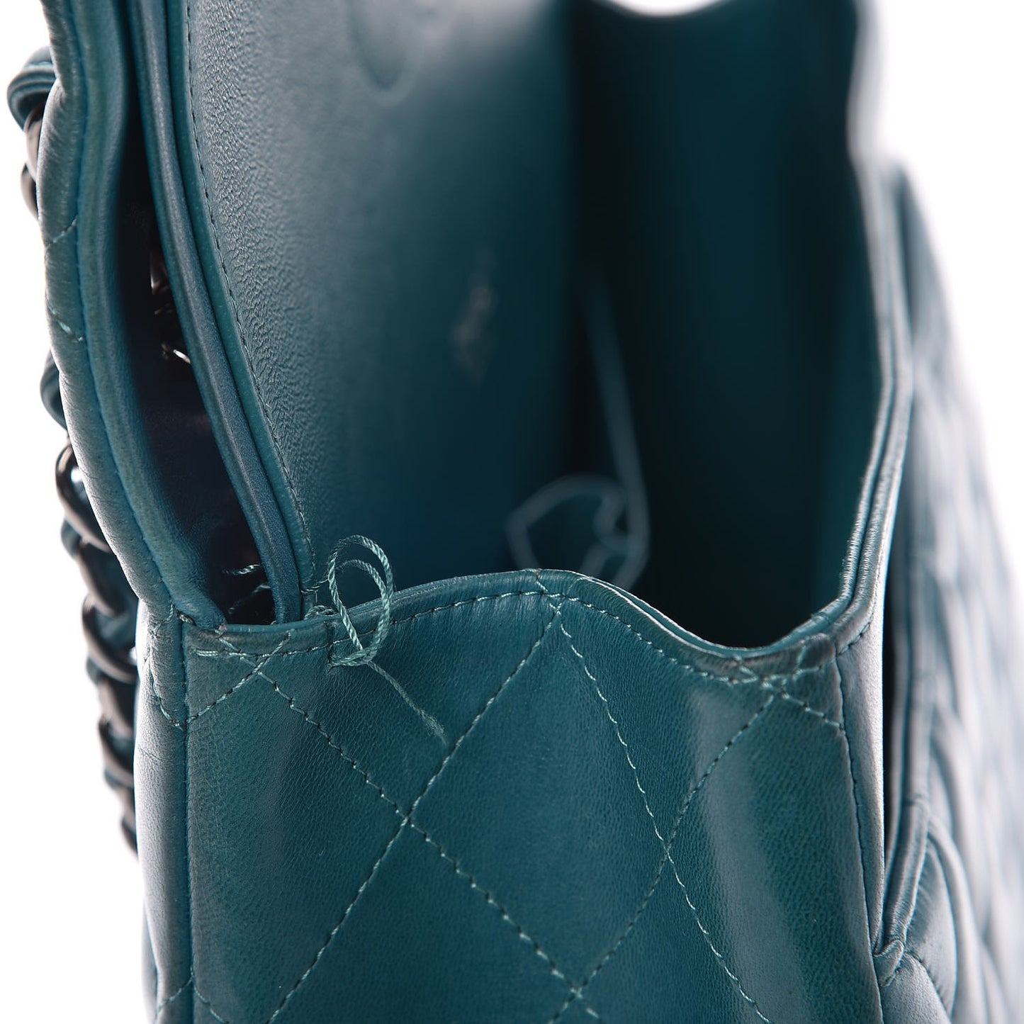 Lambskin Quilted Maxi Double Flap Turquoise