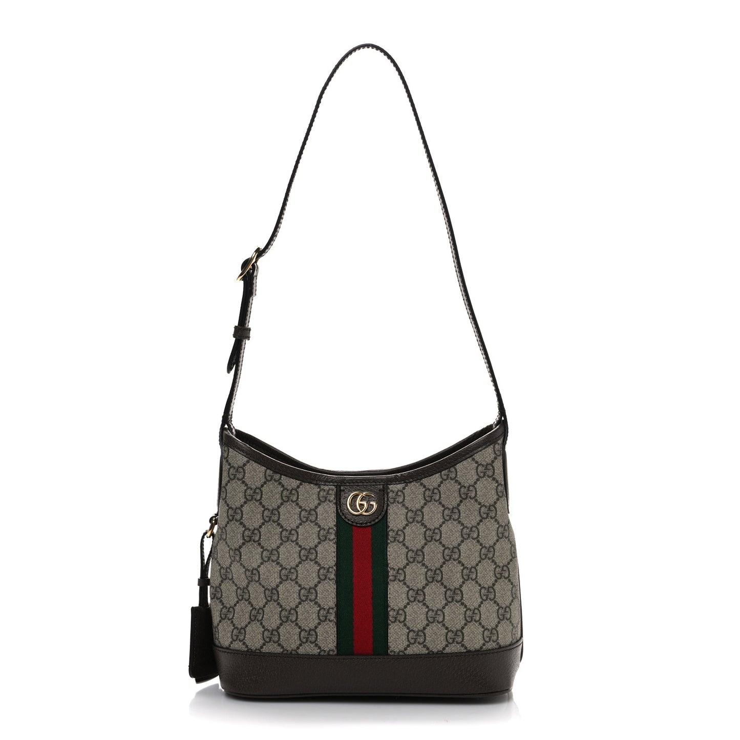 GG Supreme Monogram Textured Dollar Calfskin Web Small Ophidia Bucket Shoulder Bag Beige Ebony New Acero