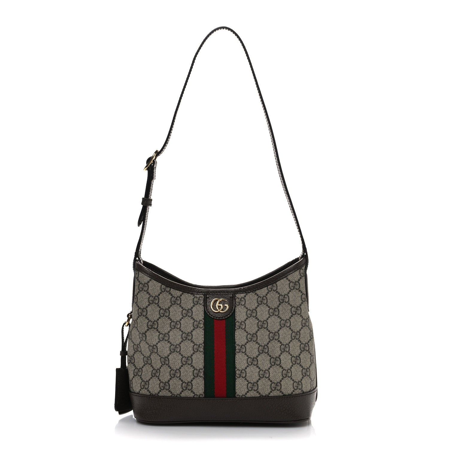 Gucci GG Supreme Monogram Textured Dollar Calfskin Web Small Ophidia Bucket Shoulder Bag Beige Ebony New Acero 1 of 11