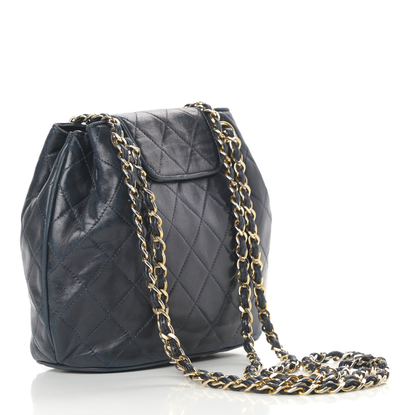 Lambskin CC Tassel Shoulder Bag Navy