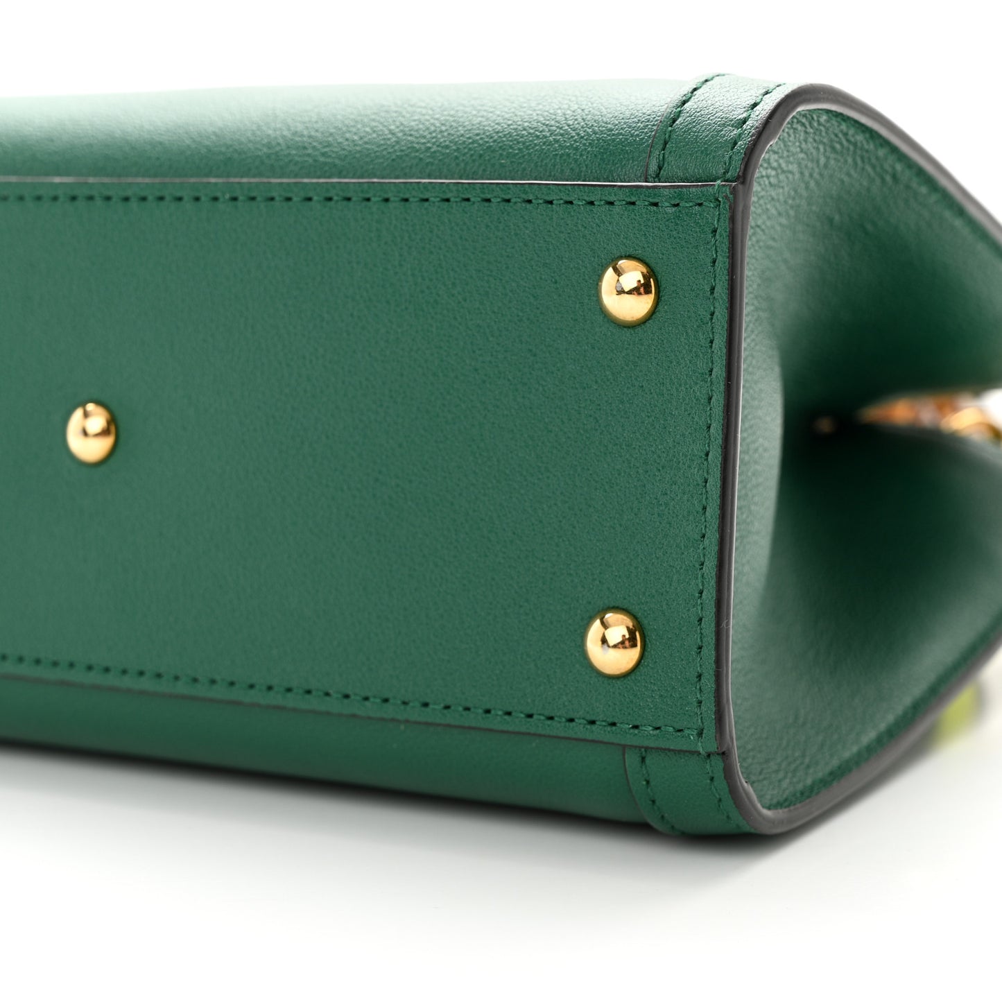 Wonka Grain Calfskin Mini Diana Tote Bag Green Yellow Fluo