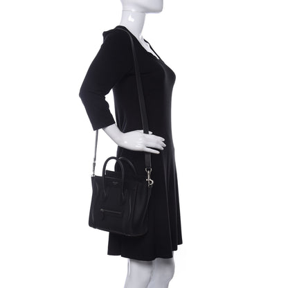 Celine Drummed Calfskin Nano Luggage Black 2 of 9