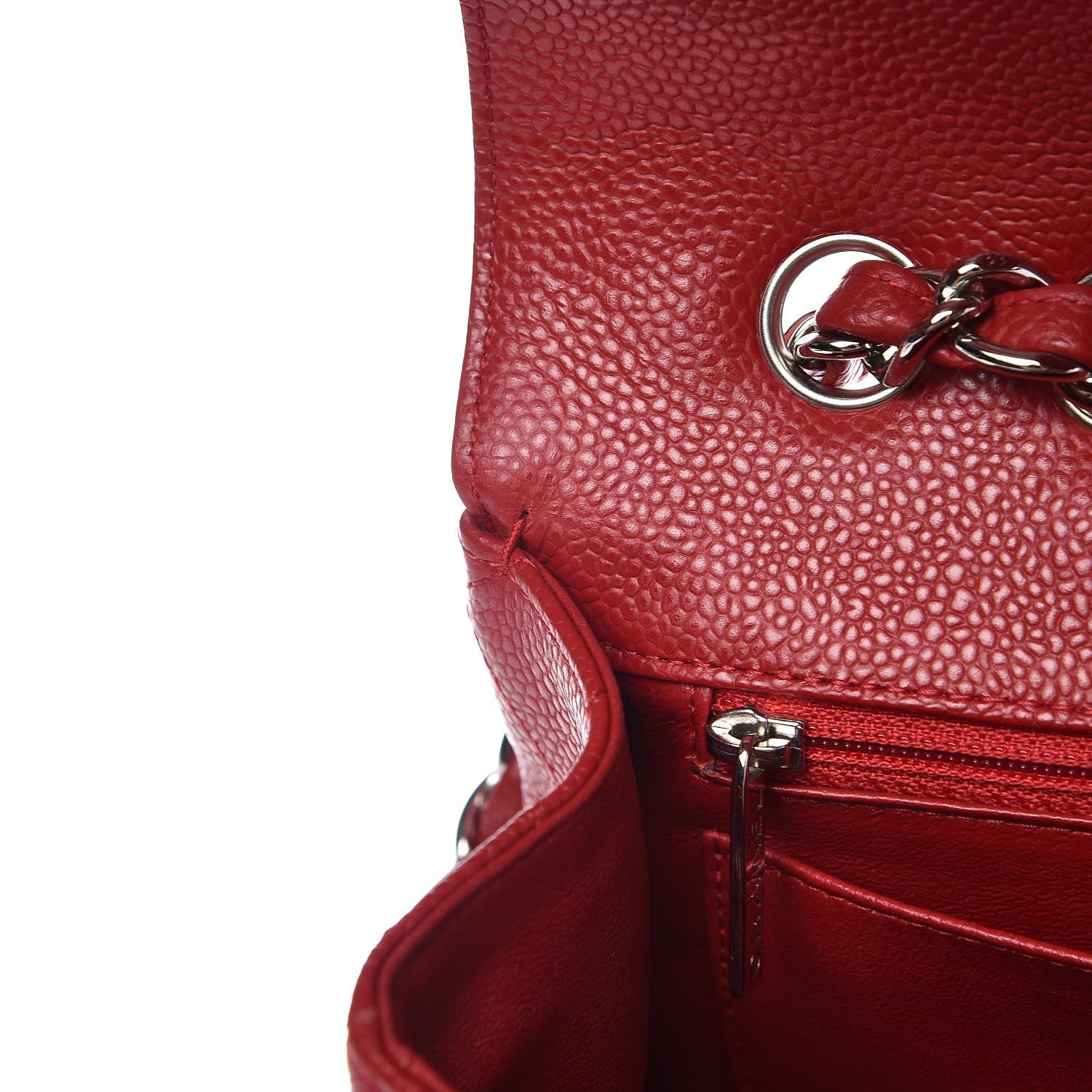 Chanel Caviar Quilted Jumbo Single Flap Red 9 of 11