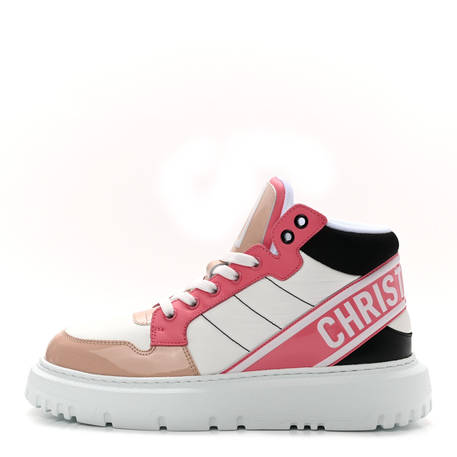 Christian Dior Nylon Calfskin Womens D-Player High Top Sneakers 37 Pink 1 of 8