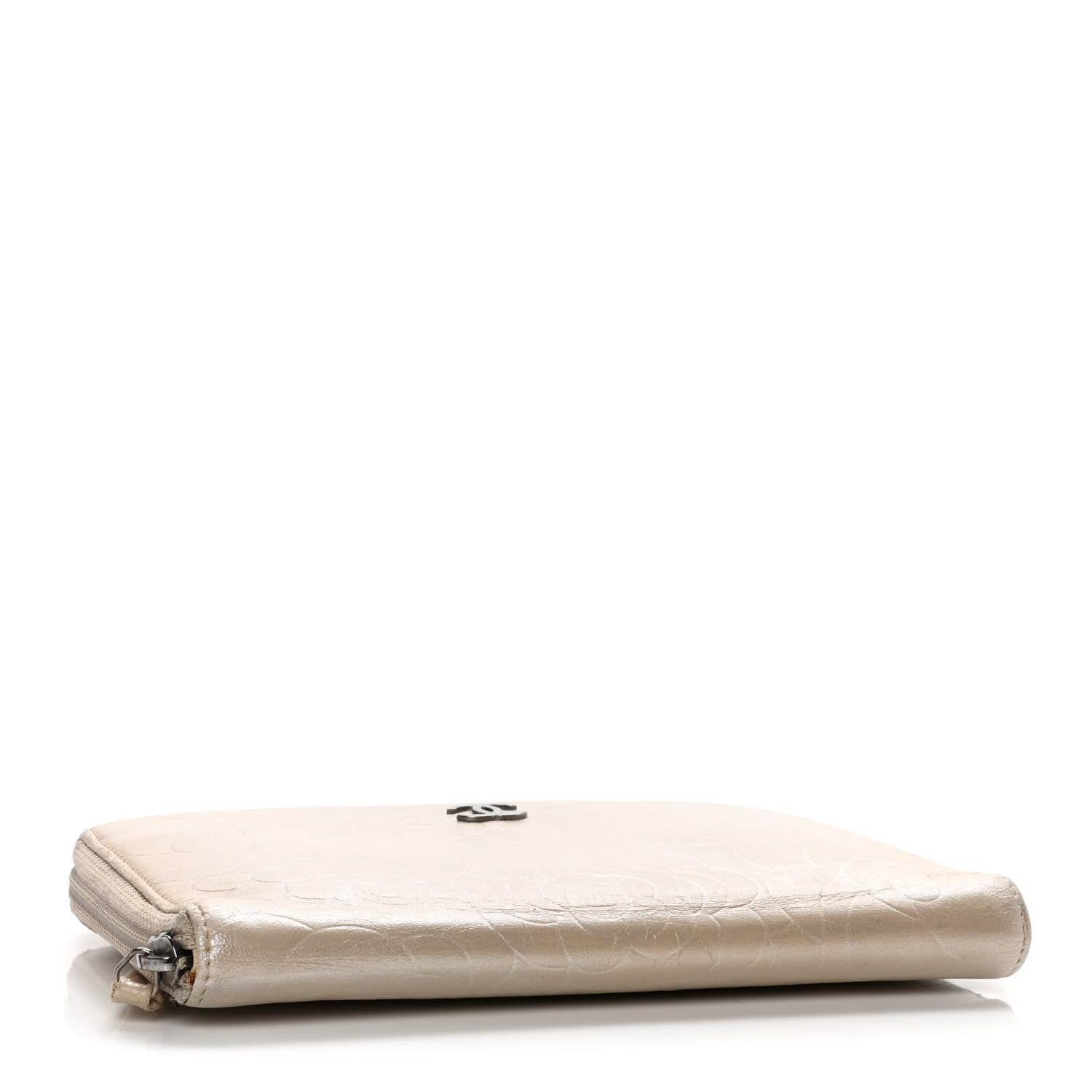 Chanel Lambskin Camellia Embossed Zip Around Organizer Wallet Light Beige 4 of 23