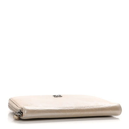 Chanel Lambskin Camellia Embossed Zip Around Organizer Wallet Light Beige 4 of 23
