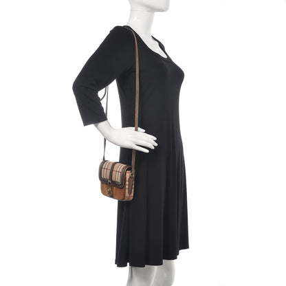 Burberry Metallic Suede Haymarket Check Mini Berkeley Crossbody Antique Gold 2 of 9