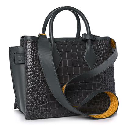 MCM Calfskin Crocodile Embossed Medium Neo Milla Tote Grey 2 of 10