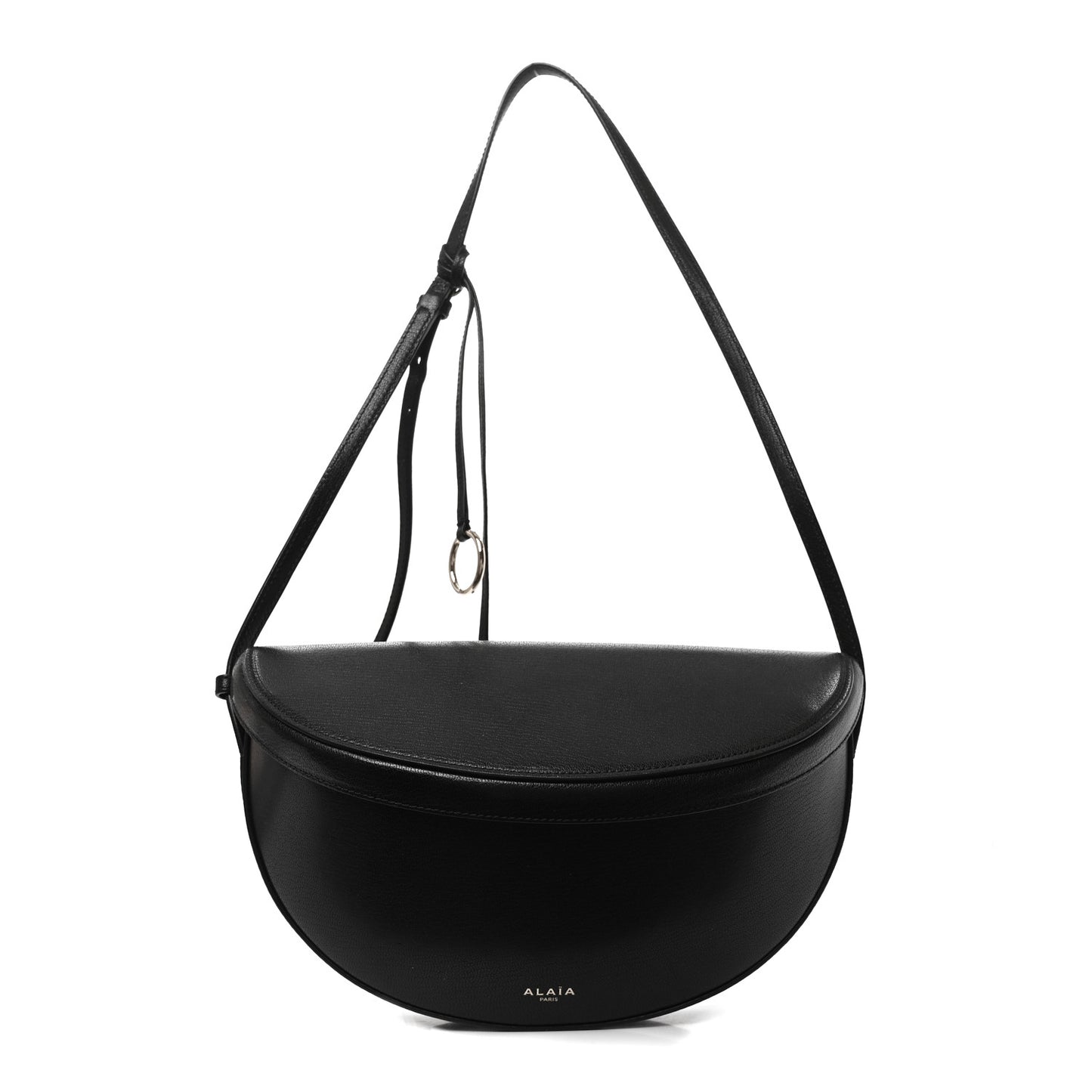 Goatskin Hip East West Shoulder Bag Black