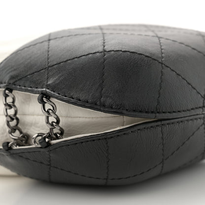 Chanel Aged Calfskin Quilted Small Gabrielle Bucket White Black 9 of 10