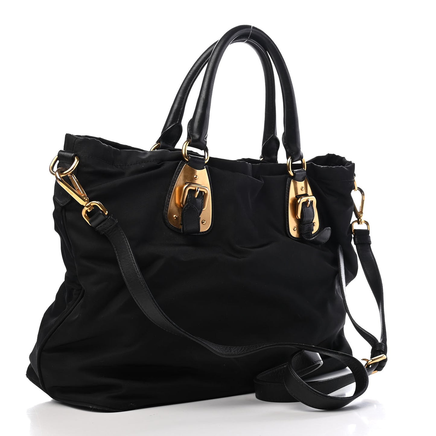 Tessuto Nylon Soft Calfskin Tote Black
