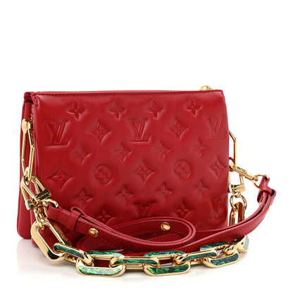 Louis Vuitton Mother of Pearl Lambskin Embossed Monogram Coussin BB Red Green 3 of 15