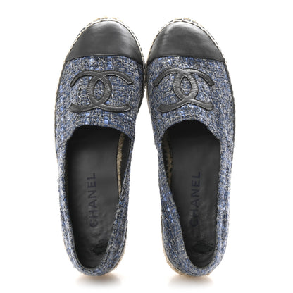 Chanel Tweed Lambskin CC Espadrilles 40 Blue Grey 2 of 10