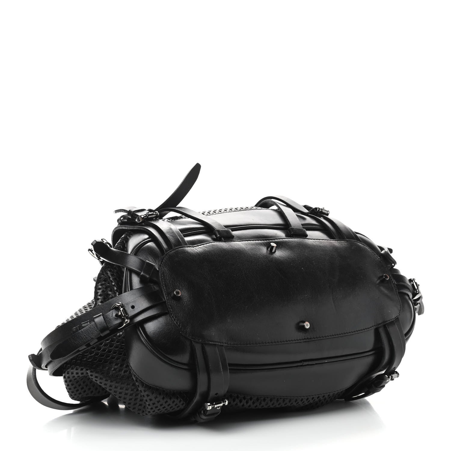Burberry Perforated Calfskin Belted Bag Black 4 of 11