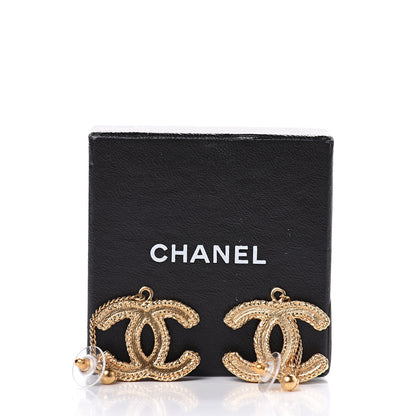 Chanel CC Drop Earrings Matte Gold 5 of 5