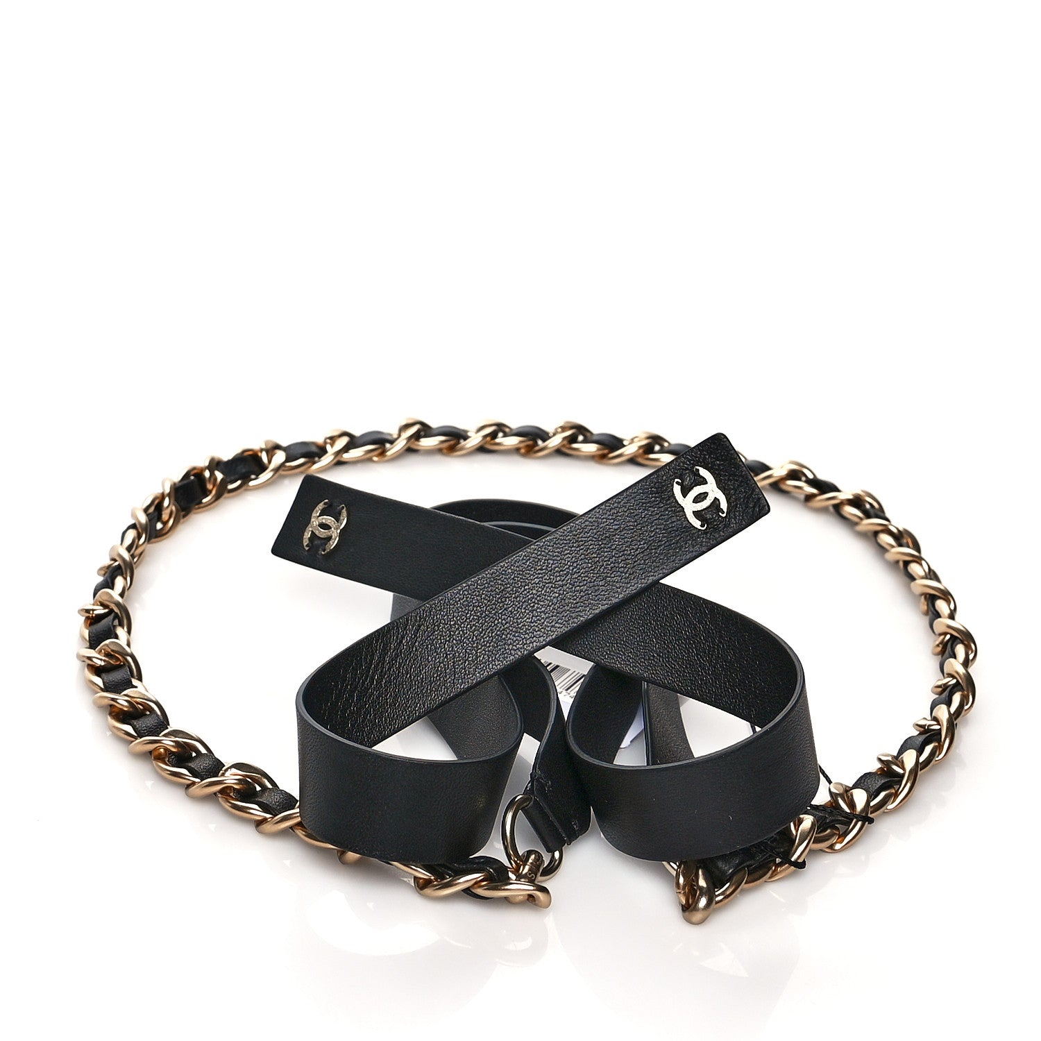 Chanel Lambskin Chain CC Bow Belt S Black Gold 1 of 4