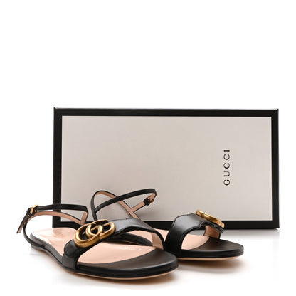 Gucci Lifford Calfskin GG Marmont Ankle Wrap Flat Sandals 36 Black 9 of 9