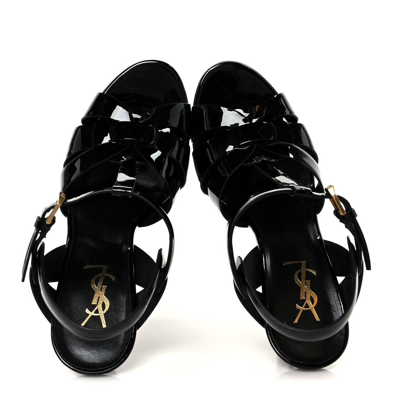 Saint Laurent Patent Tribute 105 Platform Sandals 38 Black 2 of 10